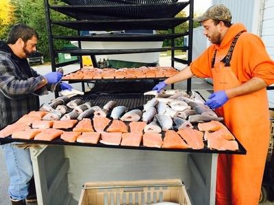 Preparing smoked fish Preparing smoked fish